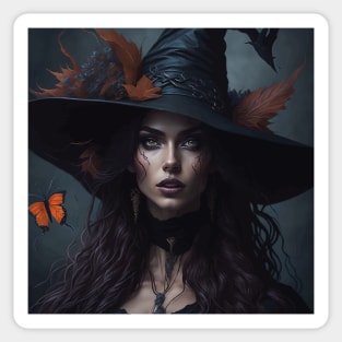 Halloween Beautiful Witch Women Sticker